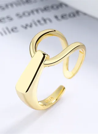 An all-over 925 silver geometric asymmetrical open ring gift box, fashion personality, dating gift, temperament, versatile girl 