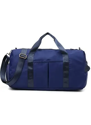 Gym Bag with Shoes Compartment, Sports Bag with Waterproof Pocket for Wet Towels, Travel Duffel Bag for Men and Women by Mahmir (Blue) 