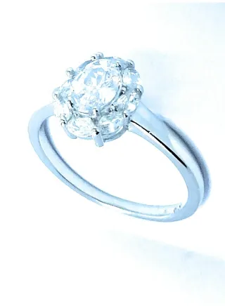 Women's 925 Silver Ring Rhodium Plated Zircon Stone 