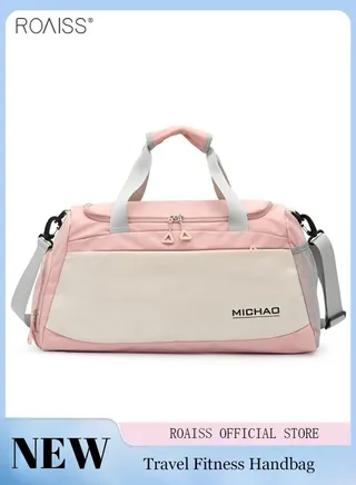 Wet Dry Separation Fitness Bag Large Capacity Independent Shoe Storage Travel Handbag Adjustable Detachable Shoulder Strap Yoga Bag 