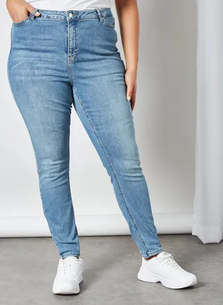 Curve High Waist Skinny Jeans Light Blue 