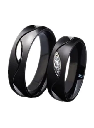 Titanium Cubic Zirconia Studded Couple Ring 