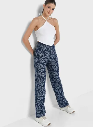 Printed High Waist Jeans 