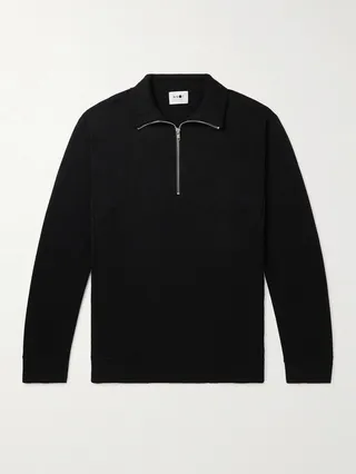 Luis Slim-Fit Waffle-Knit Half-Zip Sweater