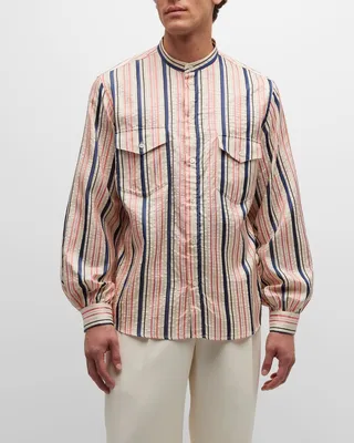 Men's Multi-Stripe Silk Sport Shirt