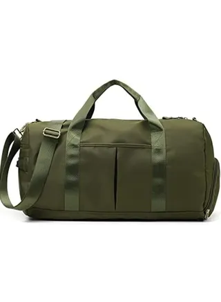 Gym Bag with Shoes Compartment, Sports Bag with Waterproof Pocket for Wet Towels, Travel Duffel Bag for Men and Women by MahMir (Green) 