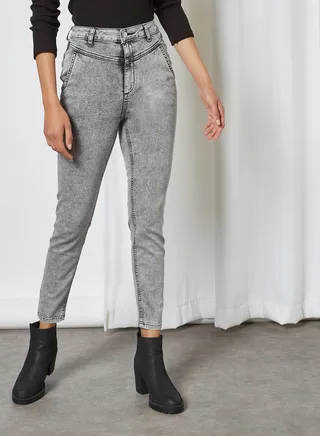 High-Waist Skinny Jeans Grey 