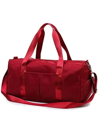 Gym Bag with Shoes Compartment, Sports Bag with Waterproof Pocket for Wet Towels, Travel Duffel Bag for Men and Women by MahMir (Red) 