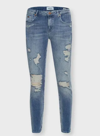 Ripped Skinny Fit Casual Jeans Blue 
