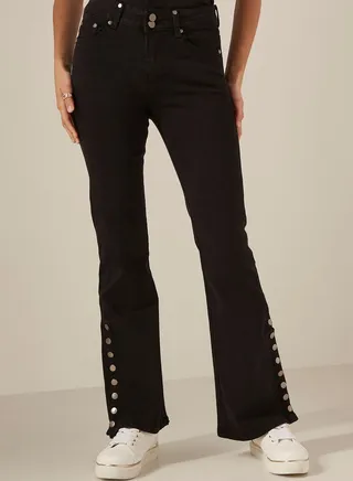 High Waist Button Detail Jeans 