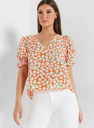 V-Neck Printed Top 