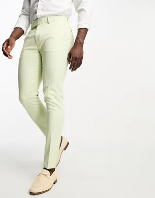 ASOS DESIGN skinny smart pants in mint green texture