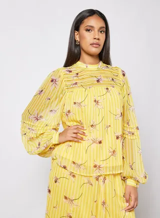 Floral Print Blouse Yellow 