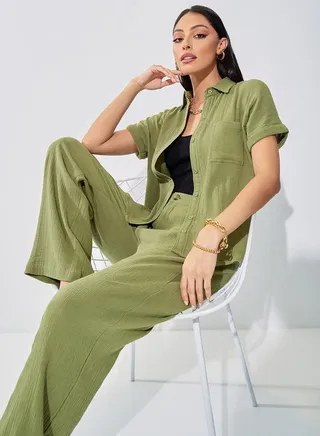 Cotton Regular Fit Extended Shoulder Shirt
