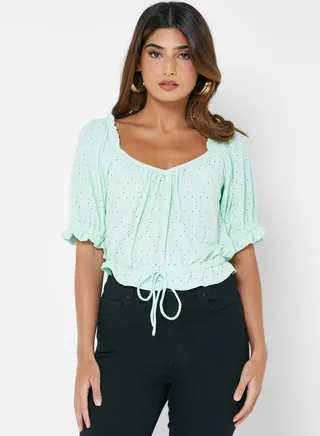 Broderie Top With Frill