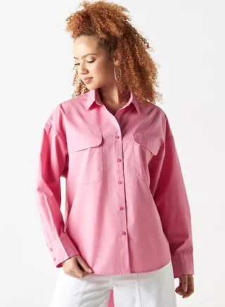Pocket Detail Button Down Shirt