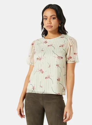 Floral Print Top mineral gray/gloria 