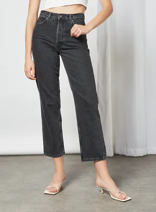 High Waist Crop Jeans Black 