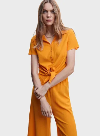Polo Neck Tie Detail Top 