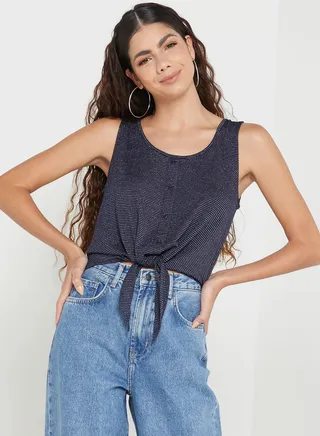 Knot & Button Detail Top 