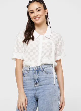 Button Down Sheer Shirt