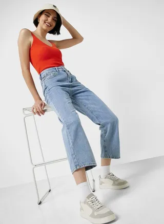 Overlap Waist Mom Jeans