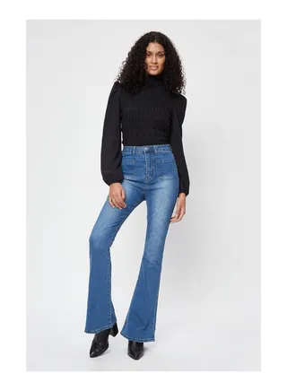 Pocket Detail Flared Jeans 