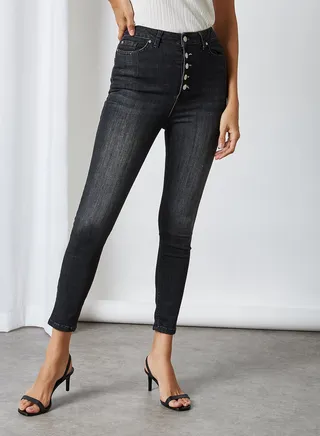 Washed Skinny Jeans Anthracite 