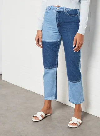High Waist Straight Jeans Navy 