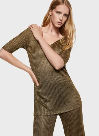 V-Neck Ribbed T-Shirt 