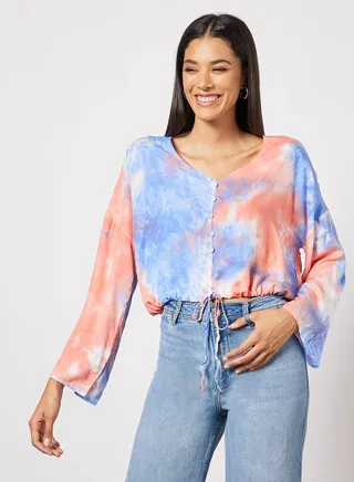 Women's Allover Print Design Casual V-nick Blouse Multicolour 