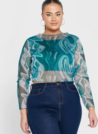 Printed High Neck Top 