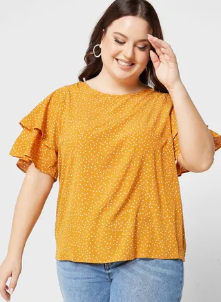 Printed Tiered Sleeve Top