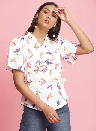 Printed Casual Top White Multicolor 