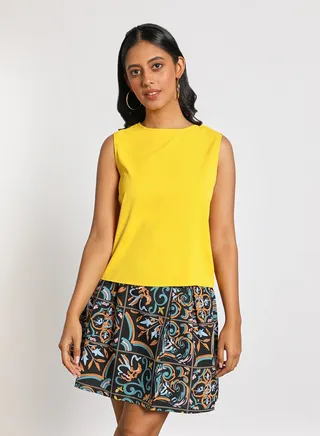 Women's casul sleevess Tops Yellow 