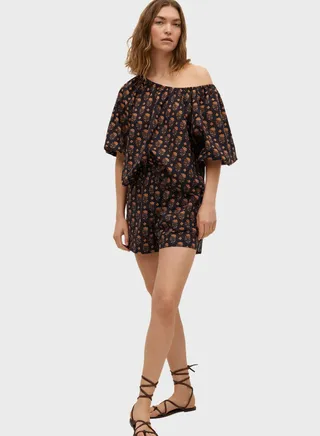 Balloon Sleeves Off Shoulder Top 