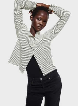 Striped Button Detail Cardigan 