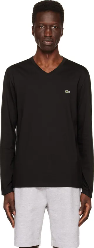 Lacoste Black V-Neck Long Sleeve T-Shirt