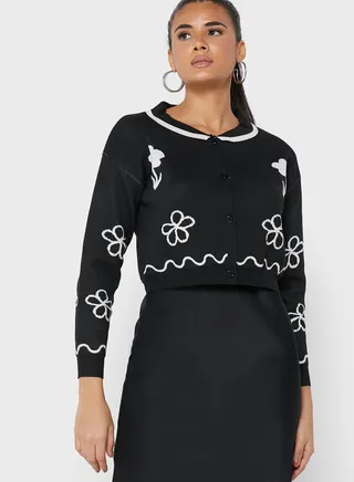 Floral Collared Cardigan