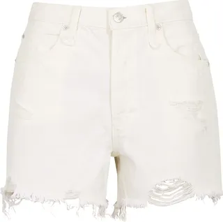 Free People Makai Ivory Distressed Denim Shorts