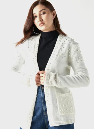 Embellished Knitted Cardigan 