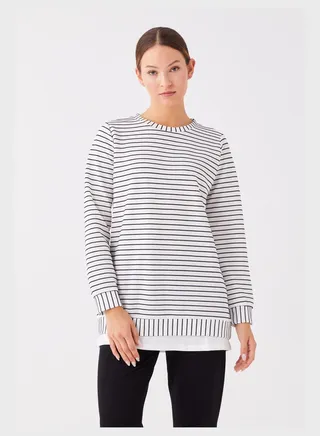 Striped Crew Neck Cardigan
