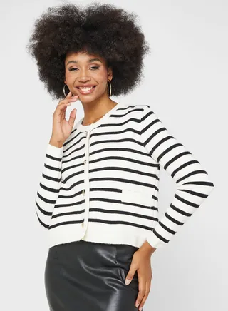 Striped Button Cardigan 