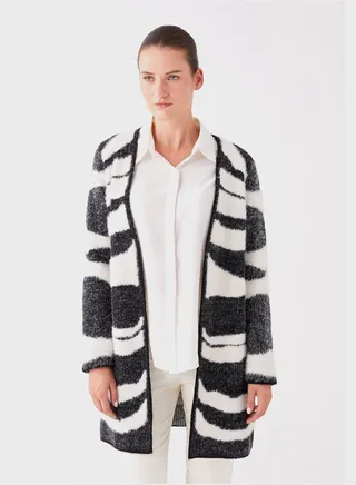 Color Block Longline Knitted Cardigan 