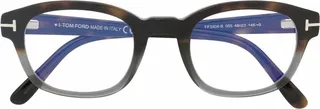 Oval-Frame Tortoiseshell-Effect Glasses