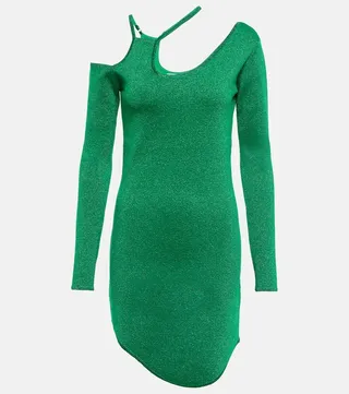 Asymmetric cold-shoulder minidress
