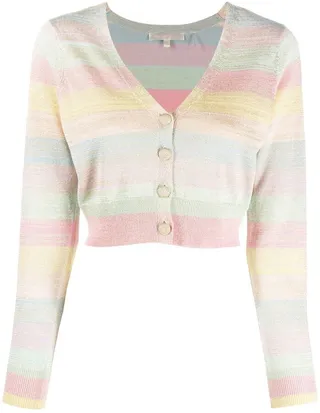 striped V-neck cardigan