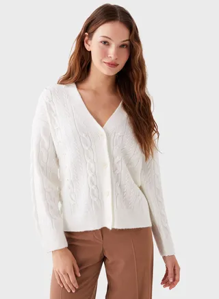 V-Neck Patterned Cardigan 