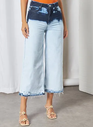 High-Waist Wide Leg Jeans Blue 