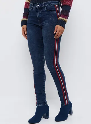 Washed Look Denim Jeans Blue As Sample 